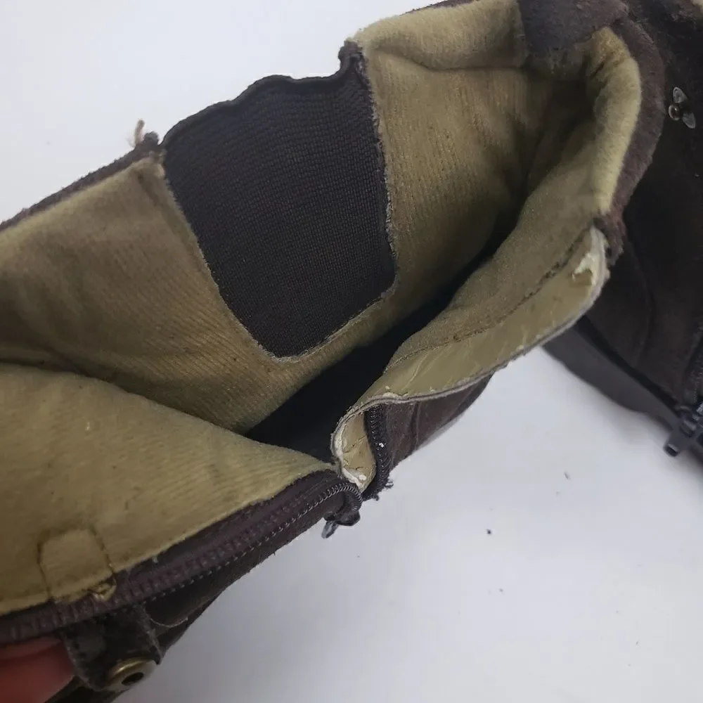 Janie and jack side sip brown suede moto booties